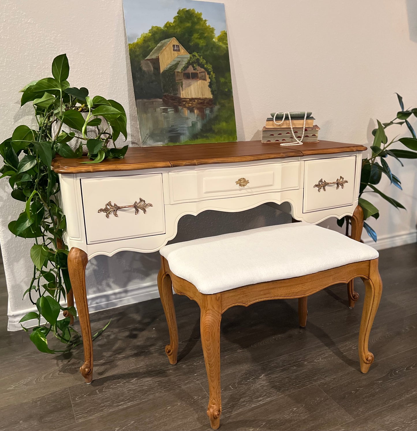 1940s French Provincial Narrow Vanity by Thomasville