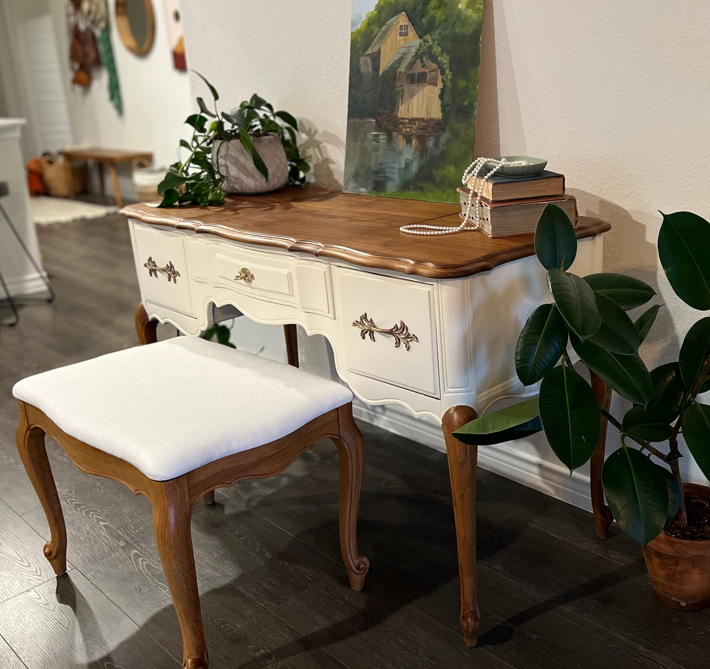 1940s French Provincial Narrow Vanity by Thomasville